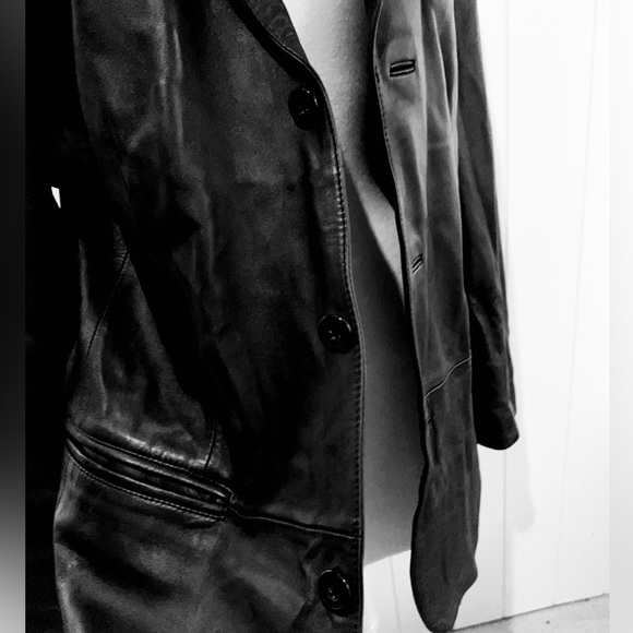 Apt9 Leather Blazer Jacket size 42R Black fully lined 3 button closure - Picture 8 of 16